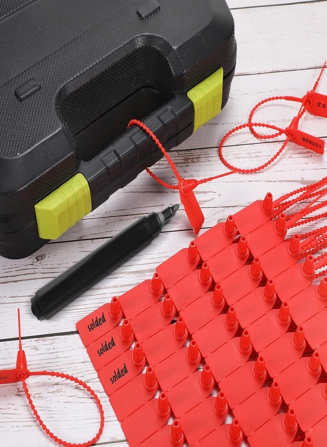 Roowest 1000 Pcs Plastic Tamper Seals Fire Extinguisher Tags Security Tags Seals Safety Numbered Zip Ties Labels Safety Disposable Self Locking Signage 250 mm Length (Red) - Image 5